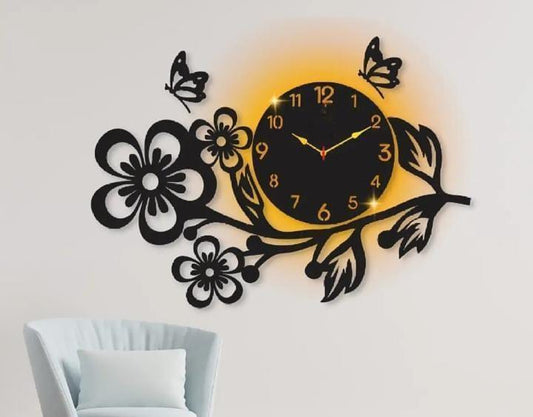 Flower Design Wall Clock With Light