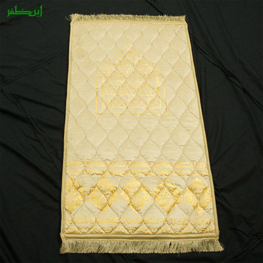 IBN-E-ZAFAR Velvet Foam Quilted Orthopedic Embossed Padded Jai Namaz - Golden