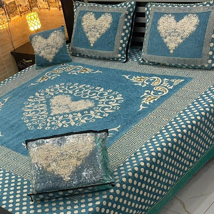 Luxury 4Pc Velvet Jacquard Bedsheet Set Elegant & Soft Bedding