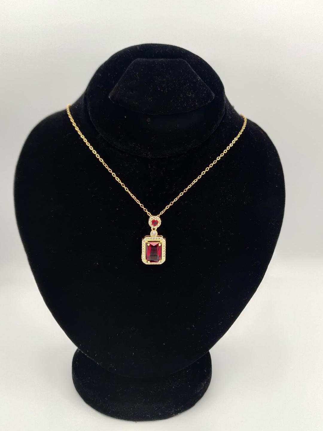 Square Design Gold Plated Crystal Pendant