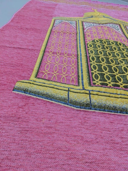 IBN-E-ZAFAR Velvet Foam Quilted Orthopedic Embossed Padded Jai Namaz - Golden