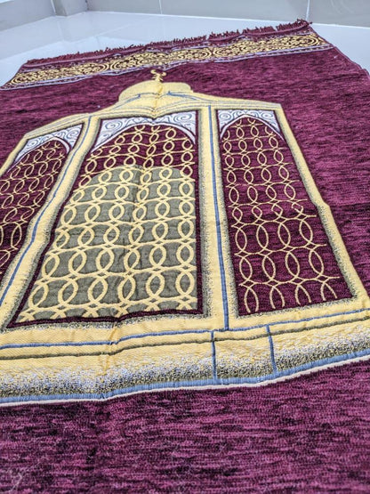 IBN-E-ZAFAR Velvet Foam Quilted Orthopedic Embossed Padded Jai Namaz - Golden