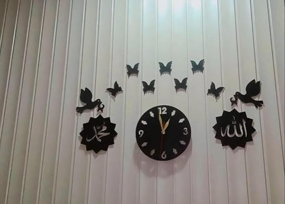 3D Islamic Wooden Wall Clock