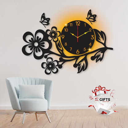 3D Flower MDF Wooden Wall Clock