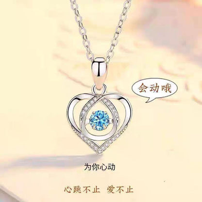 Smart heart-shaped necklace water drop pendant s925