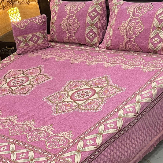 4Pc Velvet Jacquard Bedsheet Set