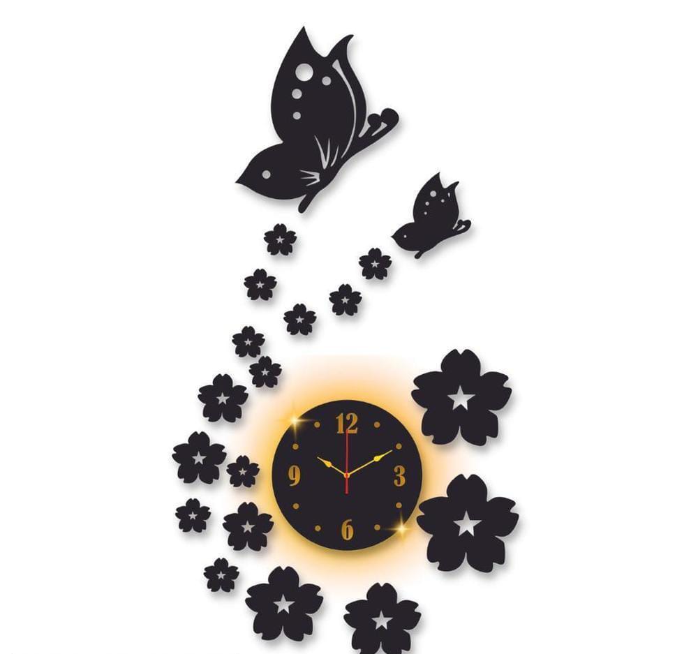 Butterfly Laminated Wall Clock With Backlight