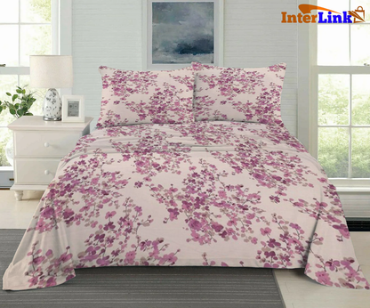 Pink Printed bedsheets and pillow cover