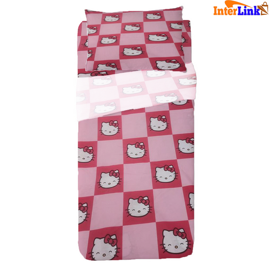 Hello kitty in check bedsheets for kids